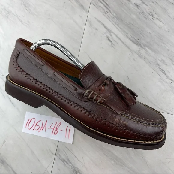 H.S.Trask Shoes Men’s 13 Brown Leather Slip-On Loafers Classic Office HS Trask Shoes Mens 11.5 N Brown Bison Leather Oxford Loafer  main image 2